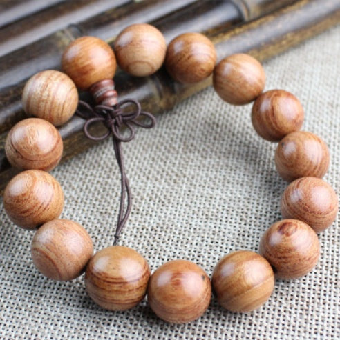 Rosewood Bracelet 108 Beads Ethnic Style Polished Wooden Beads Diameter 20mm Meditation For Gentle Focus Daily