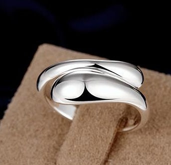 Water Drop Ring Copper Plated Silver Women Ring Elegant Unique Fashion Jewelry Statement Ring Stylish Look Elegant Ring