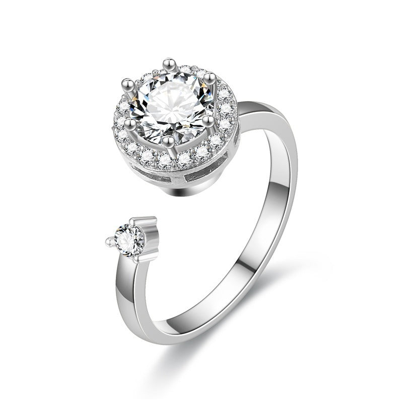 Unisex Zircon Flower Ring Adjustable Little Daisy Copper Korean Style Diamond Accent Quality Durable Fashion Jewelry