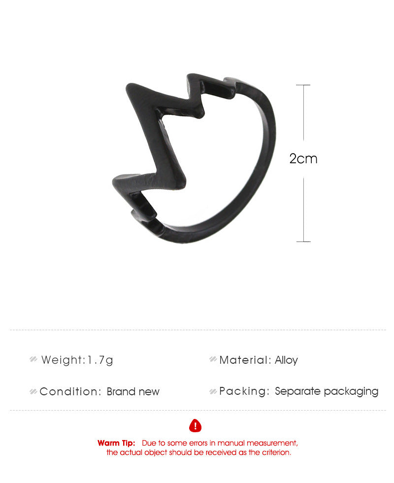 Womens Geometric Alloy Ring Textured Heartbeat Design Fashion Accessory Electroplated Retro Jewelry Ring For Women