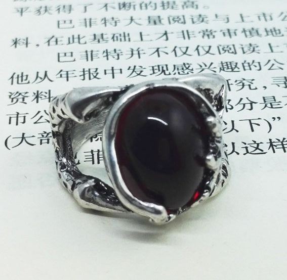 Womens Ruby Ring Vintage Geometric Design Alloy Inlaid Artificial Gemstone Fashion Jewelry Statement Piece Durable Gift