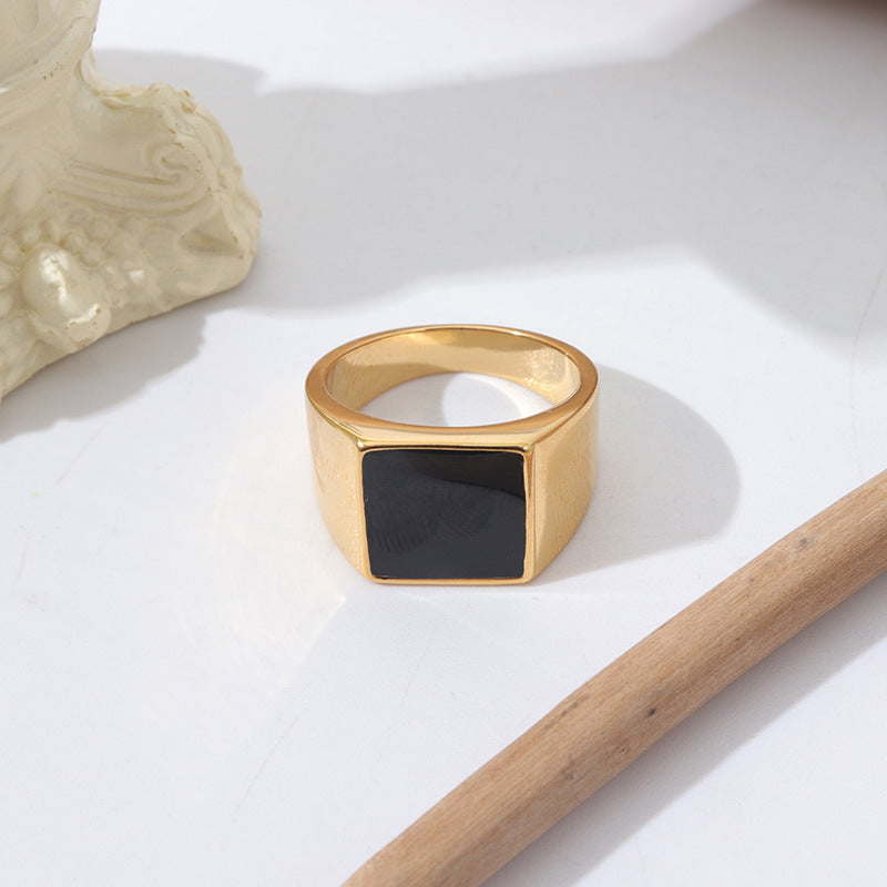 Womens Fashion Ring Shell Plating Alloy Inlay Gems 18K Gold Plated Copper Ring Green Black Silver Jewelry Gift