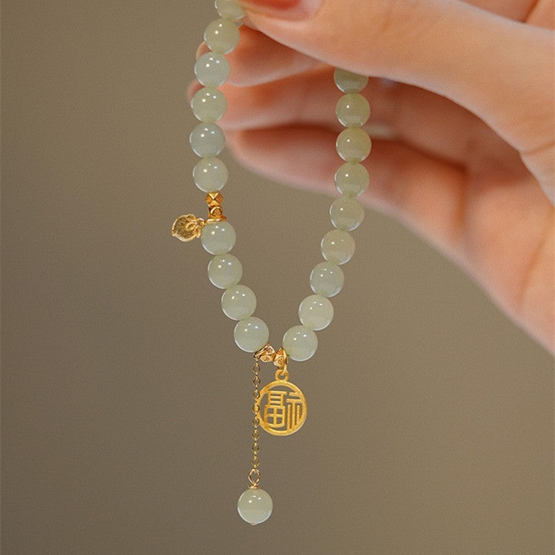 Beaded Vintage Electroplated Alloy Bracelet With Geometric Circle Triangle Wave Dot Charms Fashion Jewelry Art