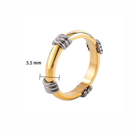 Unisex Titanium Steel Ring Gold Plated Geometric Stitching Electroplated HipHop Fashion Durable Trendy European