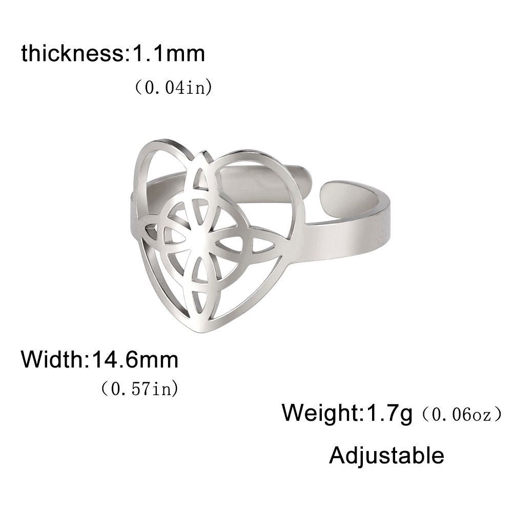 Unisex Stainless Steel Heart Ring Electroplated Titanium Hollow Love Design European American Fashion Accessory
