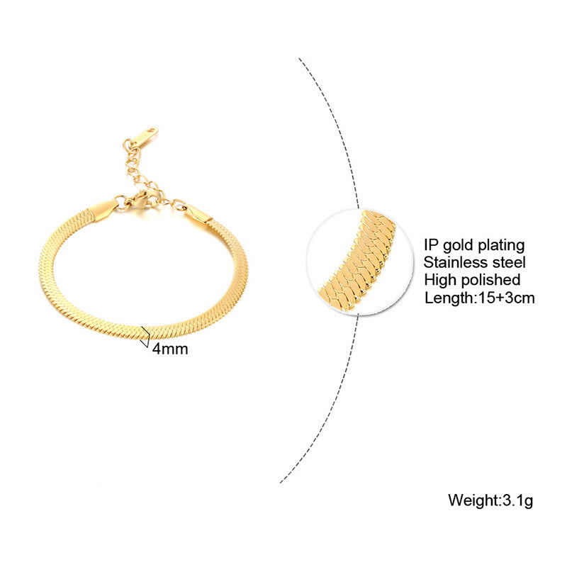 Womens Stainless Steel Bracelet 18K Gold Plated Chain Elegant Durable Jewelry Gift For Her Stainless Blade Pro
