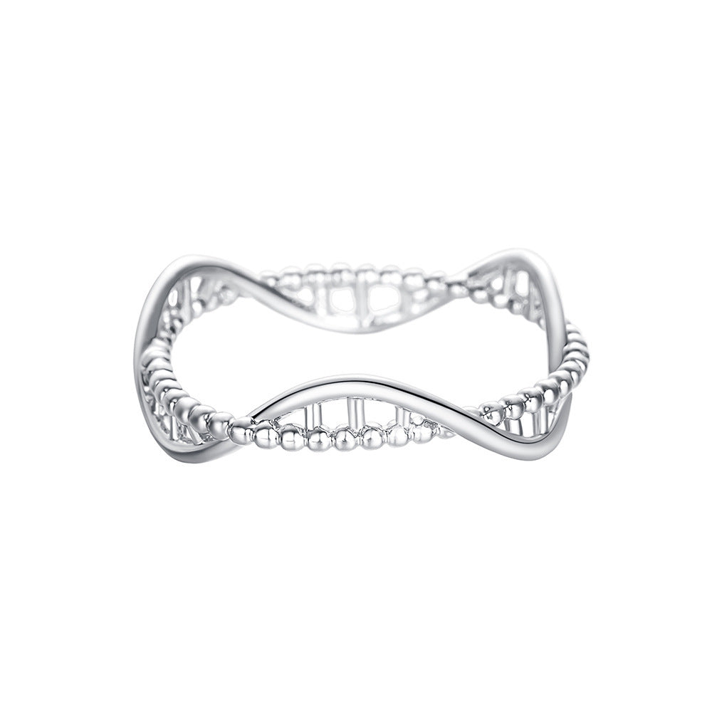 Women Ring Rotating Hollowed DNA Design Electroplated Alloy Trendy Jewelry Index Finger Elegant Ring For Women