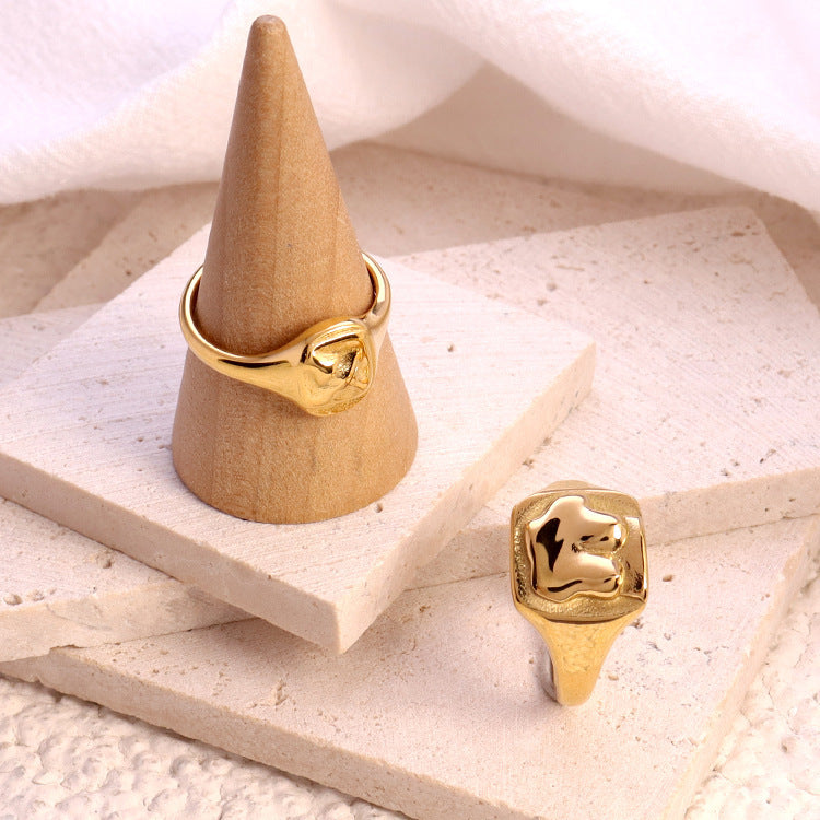 Hot Human Chest 18K Gold Plated Stainless Steel Ring