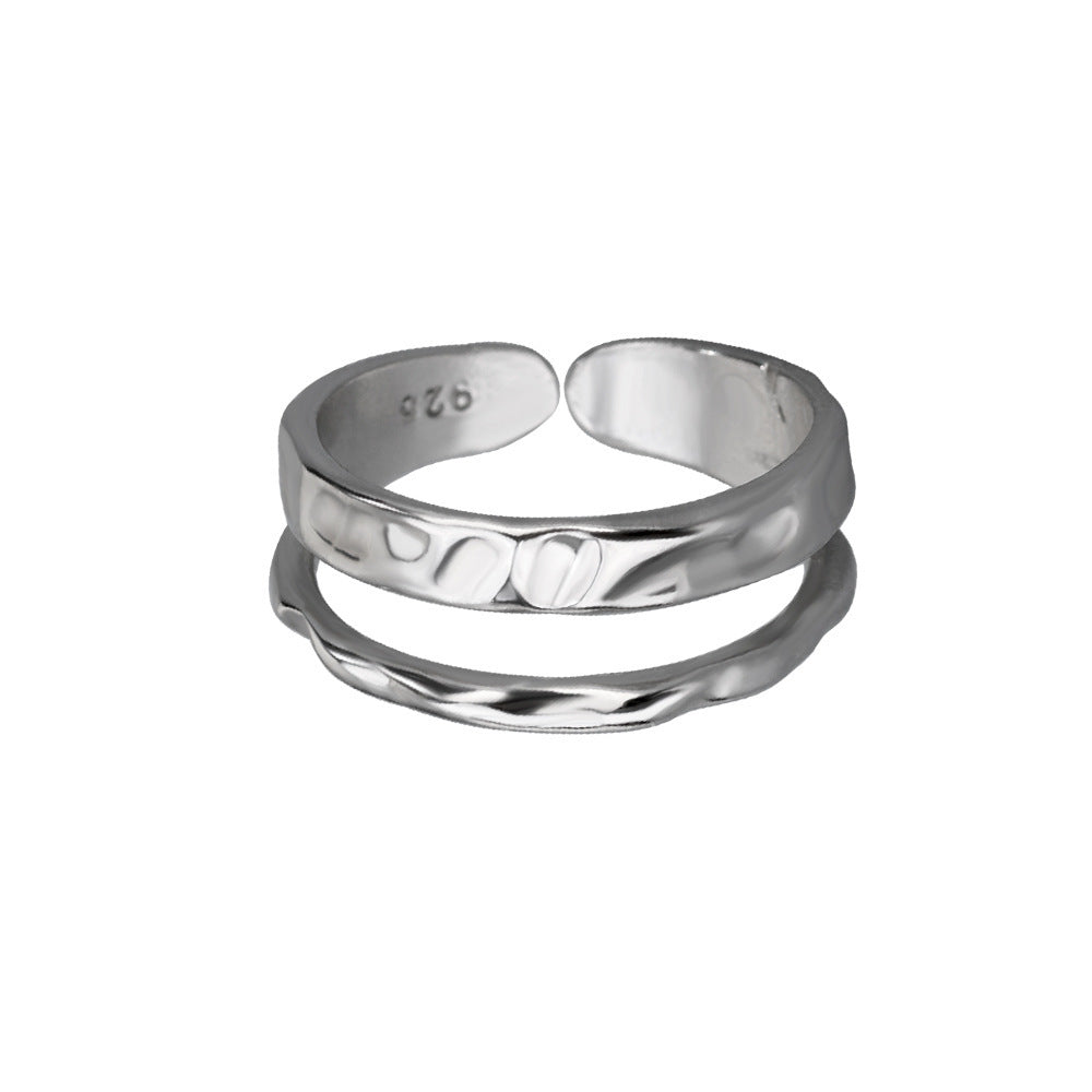 Unisex Adjustable Ring Geometric Copper With Gold Plated Irregular Pleated Texture Artificial Gemstone Jewelry Gift