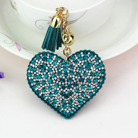 Heart Keychain With Diamond Accent Flannel Key Chain For Keys Backpacks And Handbags Peach Color Flannel Charm