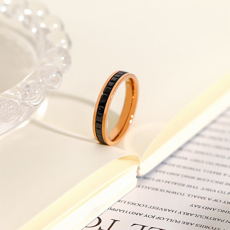 Starry Ring Titanium Steel Diamond Band Elegant Durable Everyday Wear Jewelry Gift For Her Pink Sizes US4 5 6 7