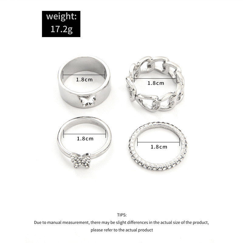 Womens Butterfly Ring Alloy Metal Rhinestone Hollow Design Fashion Jewelry Accessory Full Crystal With Sparkle