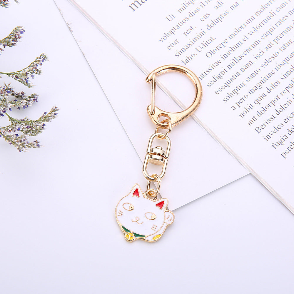 Beckoning Cat And Puppy Alloy Keychains Unisex Cute Animal Key Rings Fashion Accessories For Everyday Use Gift
