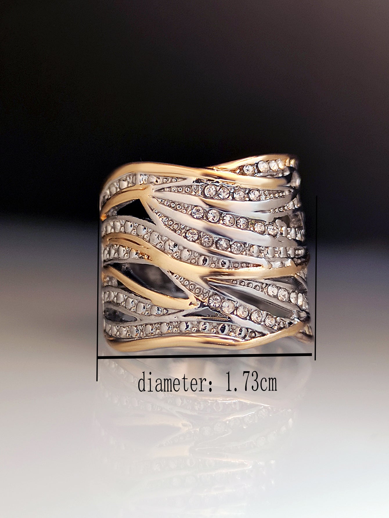 Womens Alloy Rhinestone Ring Simple Geometric Design Electroplated Finish Everyday Wear Jewelry For Daily Style