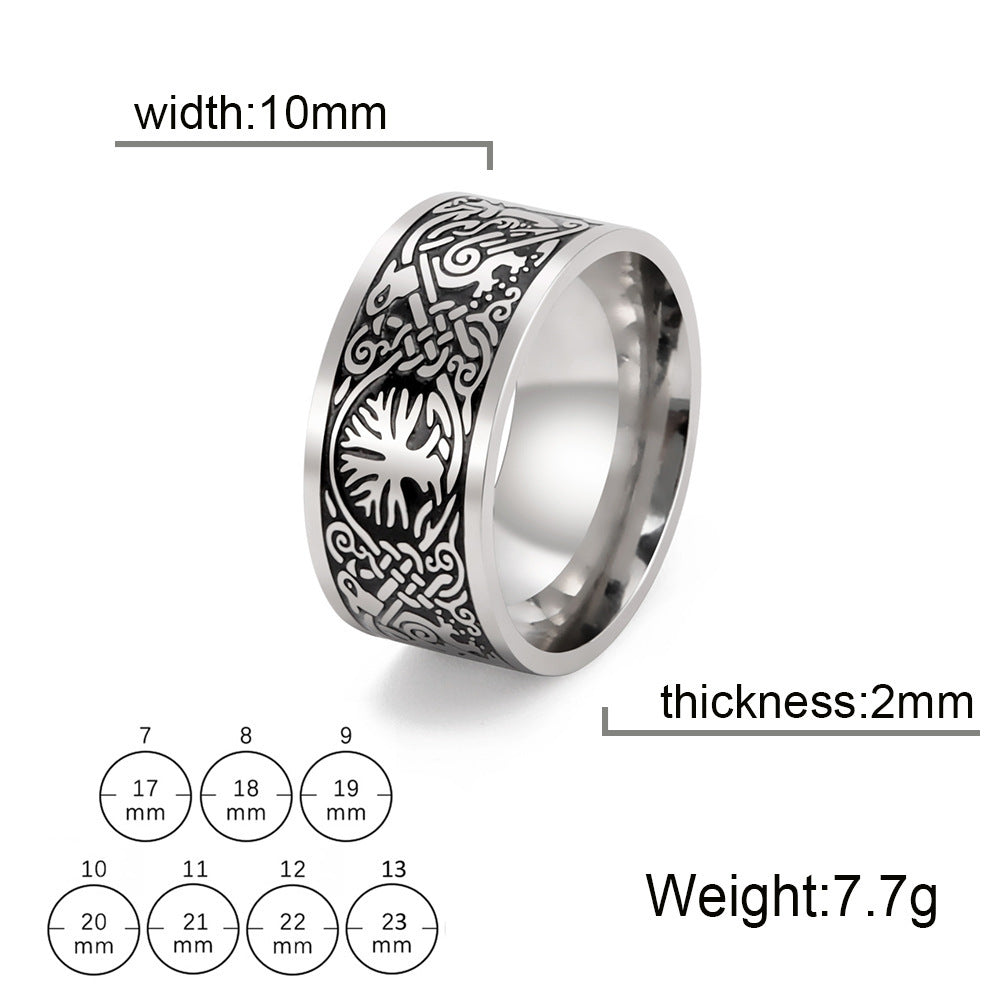 Electroplated Titanium Steel Ring World Tree Design Fashion Jewelry For Men And Women Durable For Everyday Use