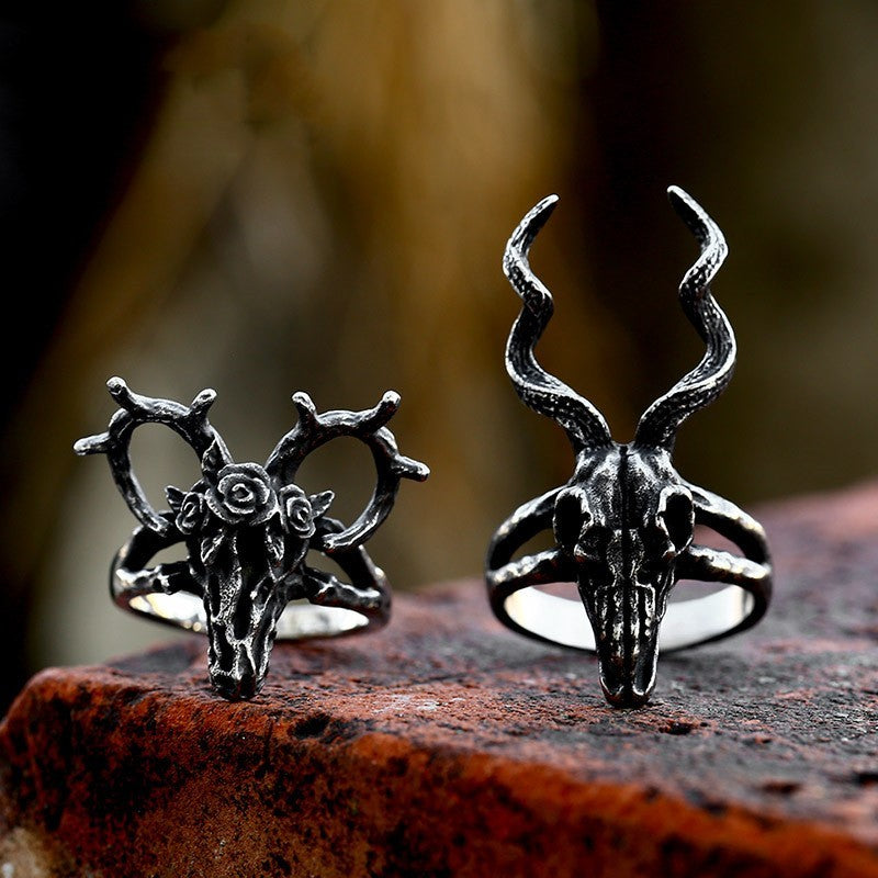 Stainless Steel Casting Sheep Skull Ring Polished Finish Type Ring US Size 6 7 8 9 Treatment Process Polishing