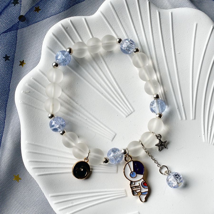 Unisex Alloy Bracelet Astronaut Girl Picking Stars Design Elastic Rope Zodiac Animal Electroplated Individually