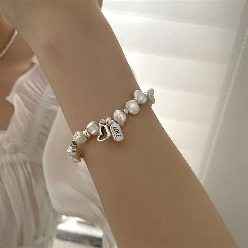 Unisex Pearl Bracelet Electroplated Alloy Bangle With Round Beads Design Fashion Jewelry Elegant Accessory for