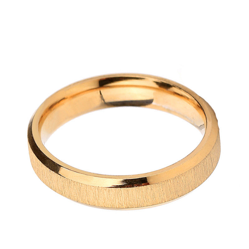 Geometric Gold Tone Stainless Steel Ring Frosted Women