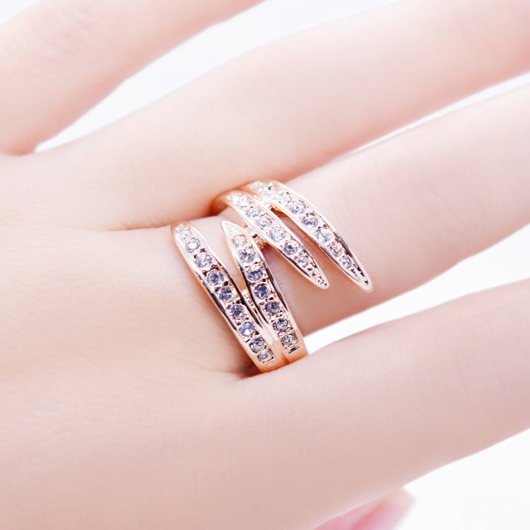 Rose Gold Electroplated Zircon Ring Geometric Couple Jewelry For Him And Her Gift For Lovers Wedding Fashion Accessory