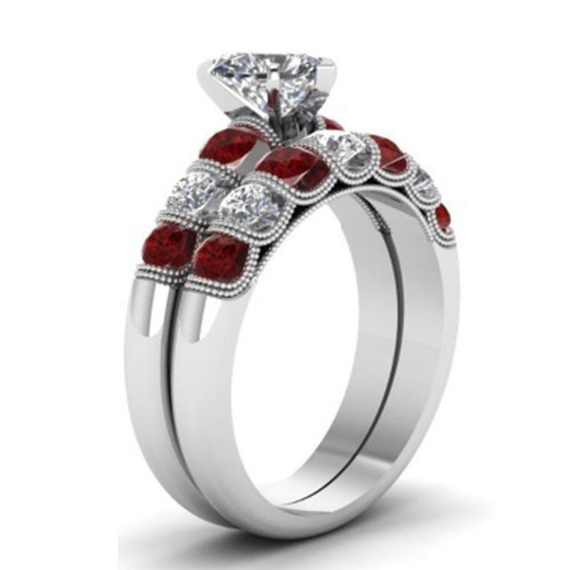 Heart Shaped Ring Set Geometric Alloy Rings For Women