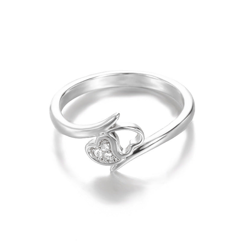 Women Heart Shaped Ring With Zircon Stone Copper Engagement Ring For Her Promise Ring Anniversary Jewelry Gift