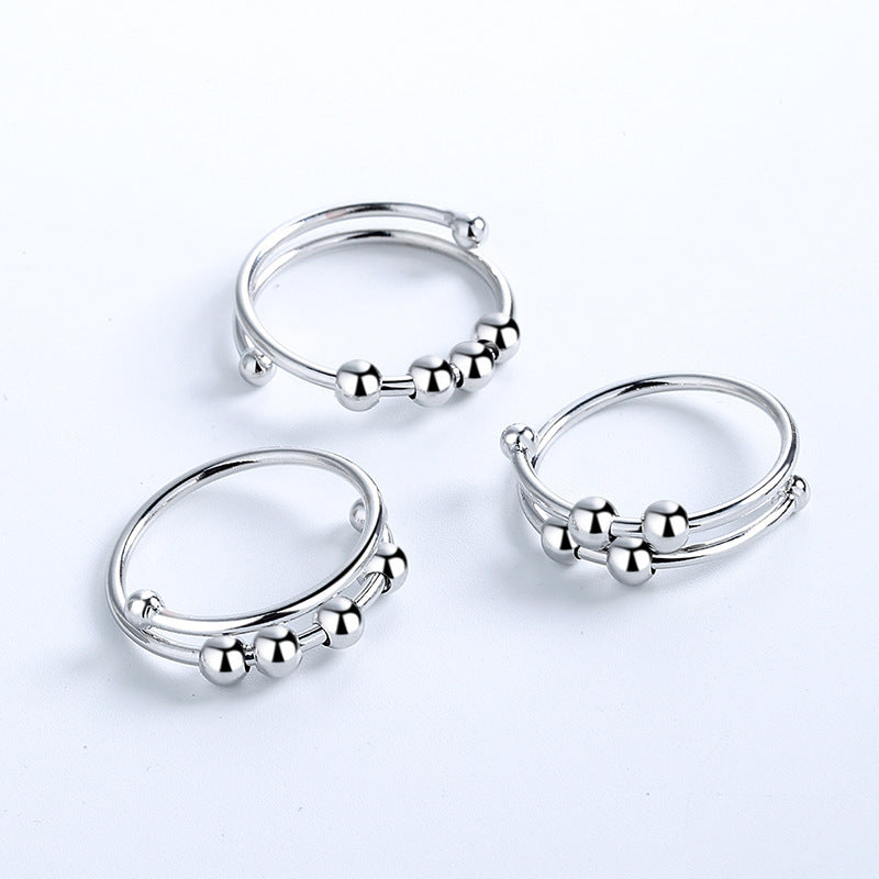 Geometric Beaded Alloy Rings Adjustable Opening For Women And Men Elegant Simple Design Individually Packed Employee
