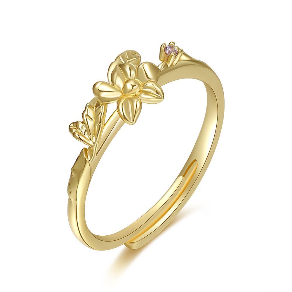 Womens Adjustable Copper Ring Birth Month Flower Design January February March April May June July August Glow