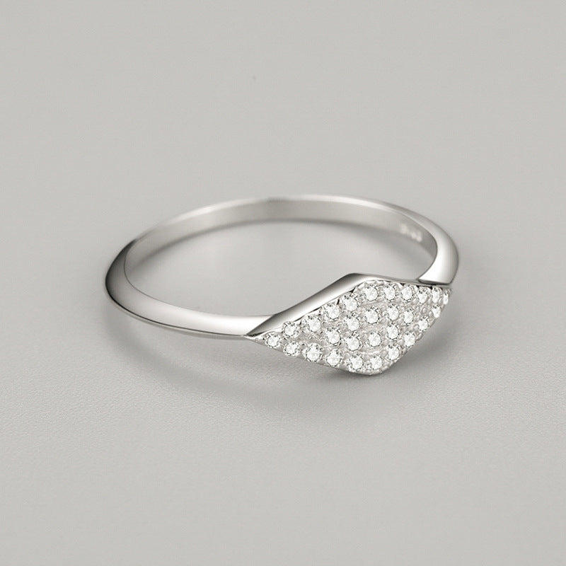 Sterling Silver Ring With Gemstones Diamond Cut Geometric Design Lightweight 925 Band Jewelry For Women Classy