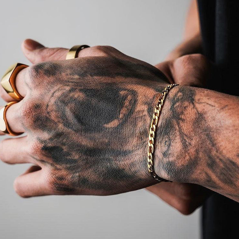 Men Geometric Chain Bracelet Thick Strap Alloy Metal Jewelry Exaggerated Retro Style Travel Gift Commemoration