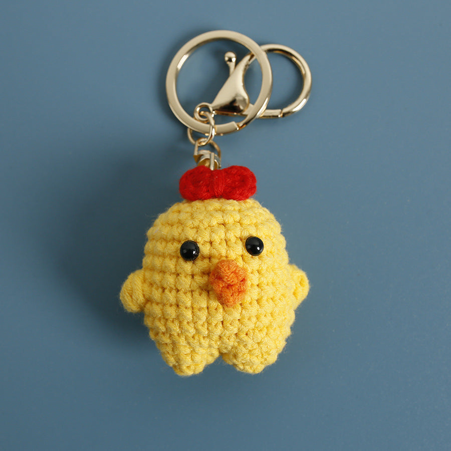 Handmade Mini Animal Keychain Knit Wool Bear Piglet Pendant