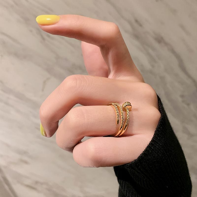 Spiral Nail Ring For Women Geometry Niche Design Simple Copper Gold Plated Jewelry Minimalist Design For Women