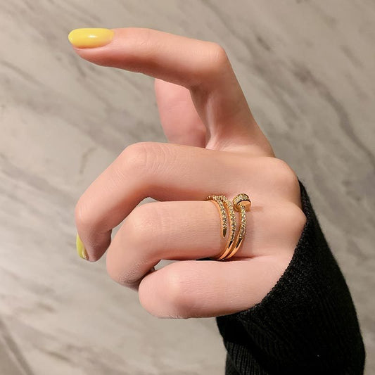 Spiral Nail Ring For Women Geometry Niche Design Simple Copper Gold Plated Jewelry Minimalist Design For Women