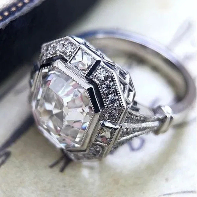 Zircon Ring For Women Fashion Jewelry Copper Silver Inlaid Stone Engagement And Wedding Banquet Timeless Shine