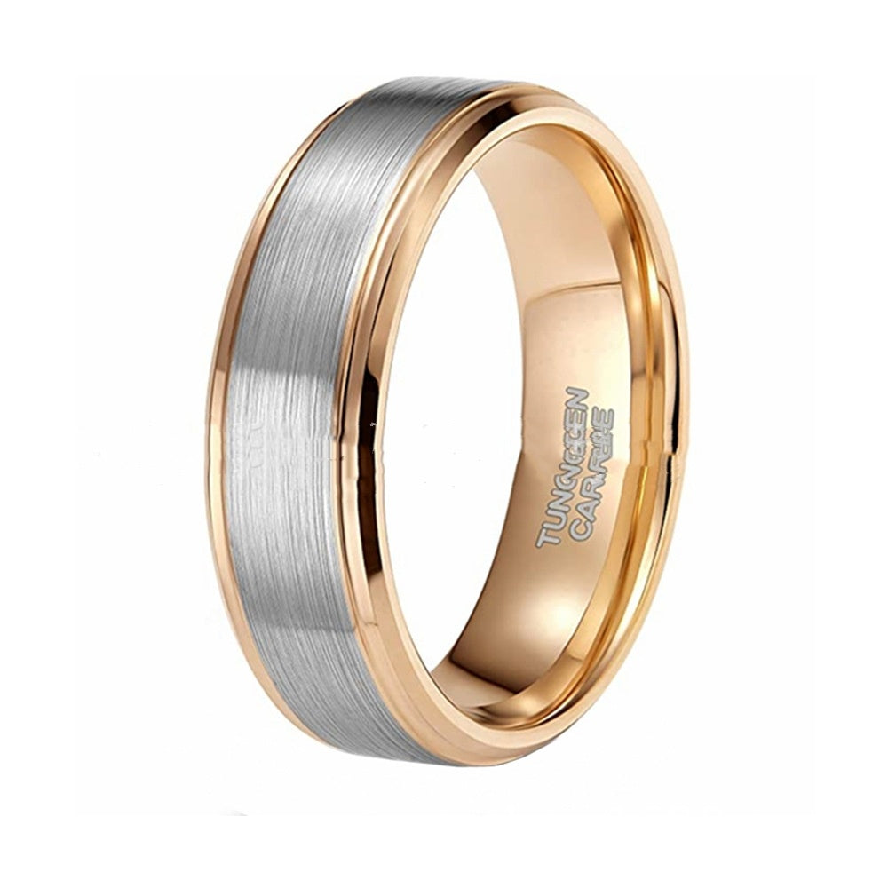 Men Tungsten Ring 6mm Rose Gold U Shaped Design Durable Band For Men Wedding Promise Jewelry Everyday Wear Now