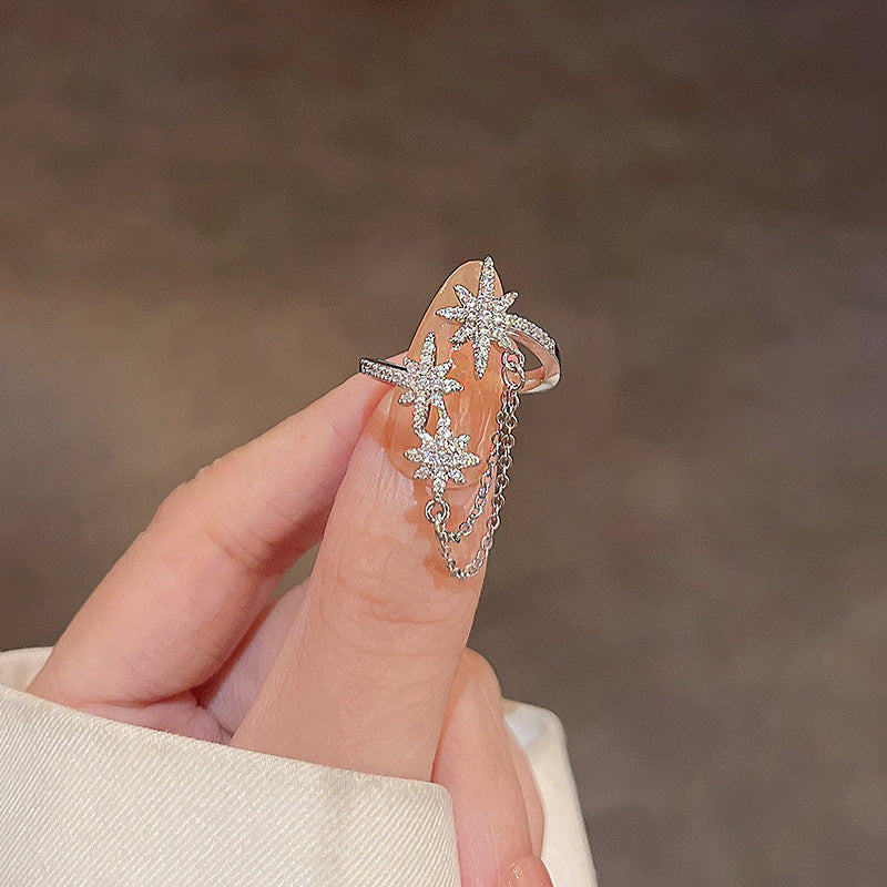 Elegant PearlWhite Ring Geometric Copper Band Electroplated White Gold Gemstone Inlay Gift For Her Korean Style