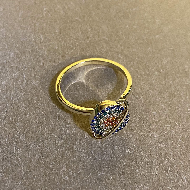 Gold Plated Alloy Satellite Ring With Artificial Gemstones Individually Packed Womens Fashion Accessory Jewelry