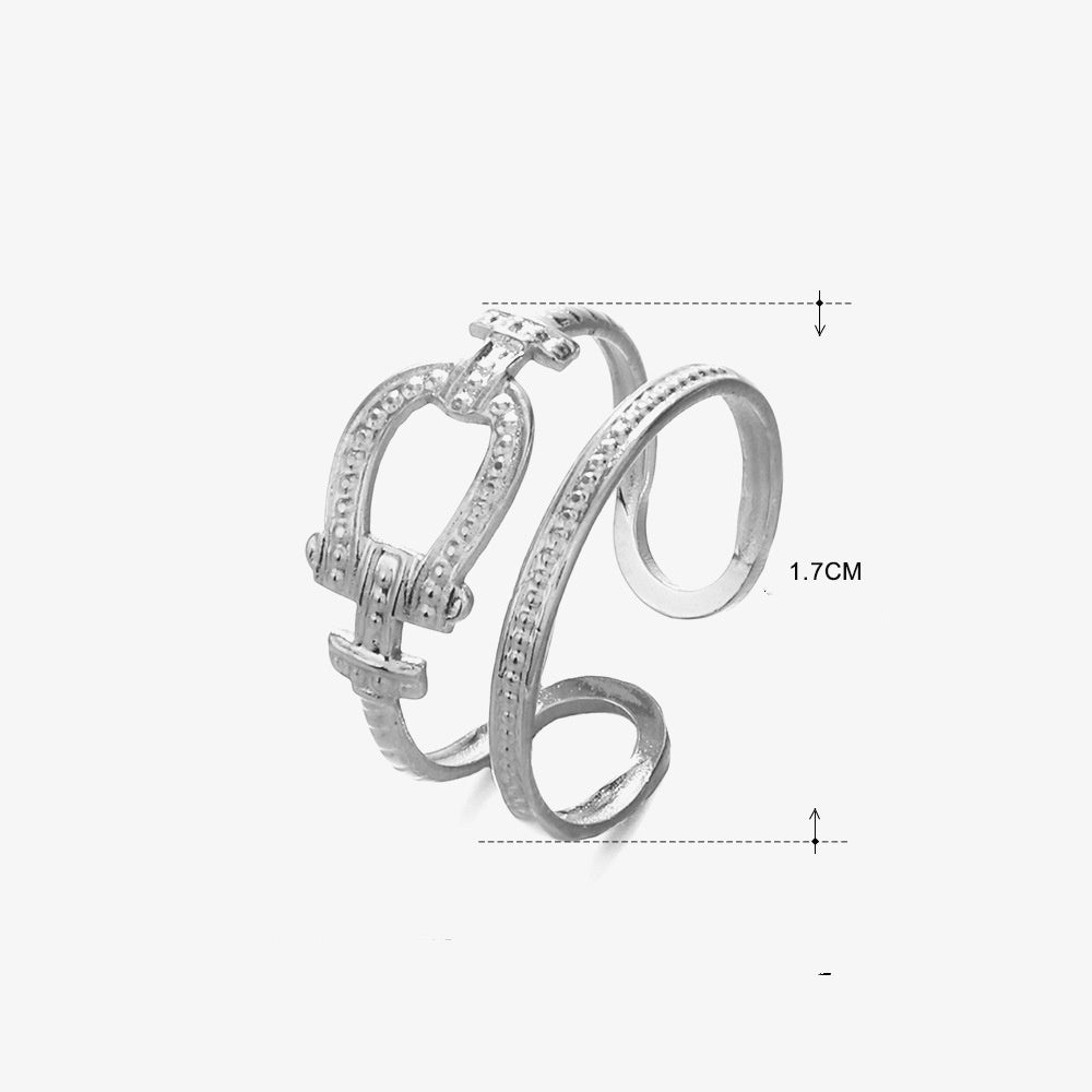 Gold Plated Ring Double Stainless Steel Geometric Design Jewelry Fashion Ring European American Style Classics