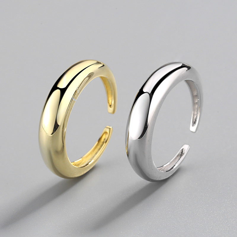 Unisex Geometric Ring Adjustable Opening Silver Band 5mm Wide Simple Durable Electroplated Jewelry Accessory Gift Ready