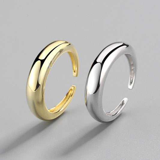 Unisex Geometric Ring Adjustable Opening Silver Band 5mm Wide Simple Durable Electroplated Jewelry Accessory Gift Ready