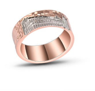 Two Tone Plated Copper Ring Creative Design Polished Finish Exquisite Craftsmanship Durable Accessory Fashion Jewelry