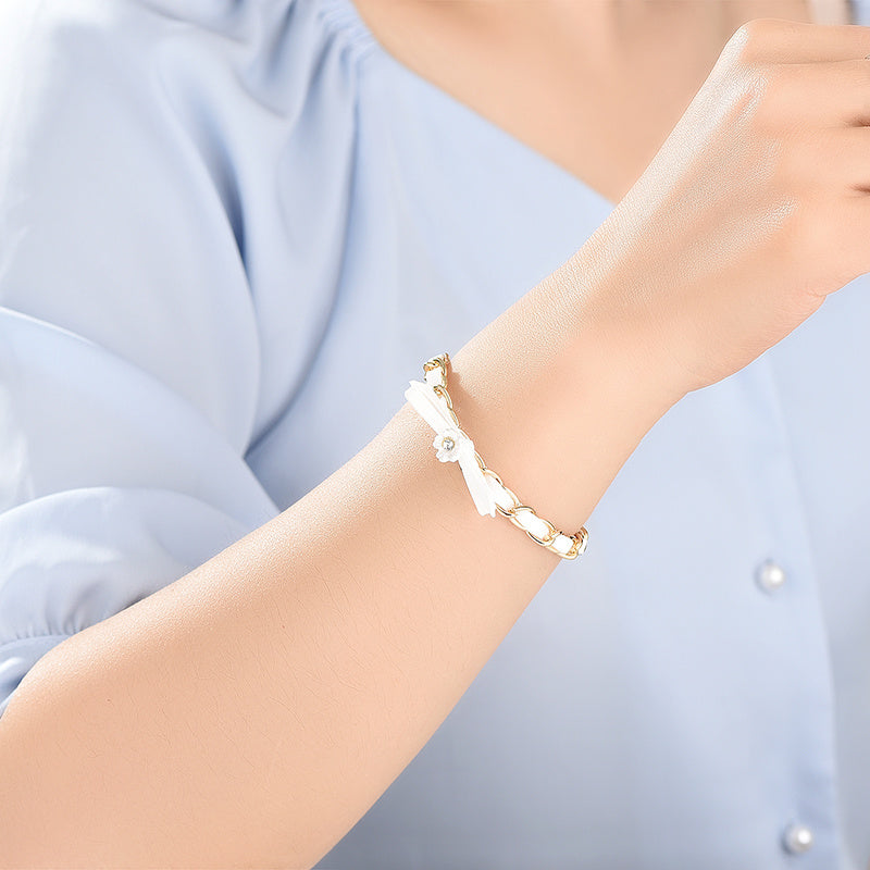 Geometric Copper Chain And Leather Bracelet For Women Trendy Fashion Jewelry Accessory For Everyday Wear Daily