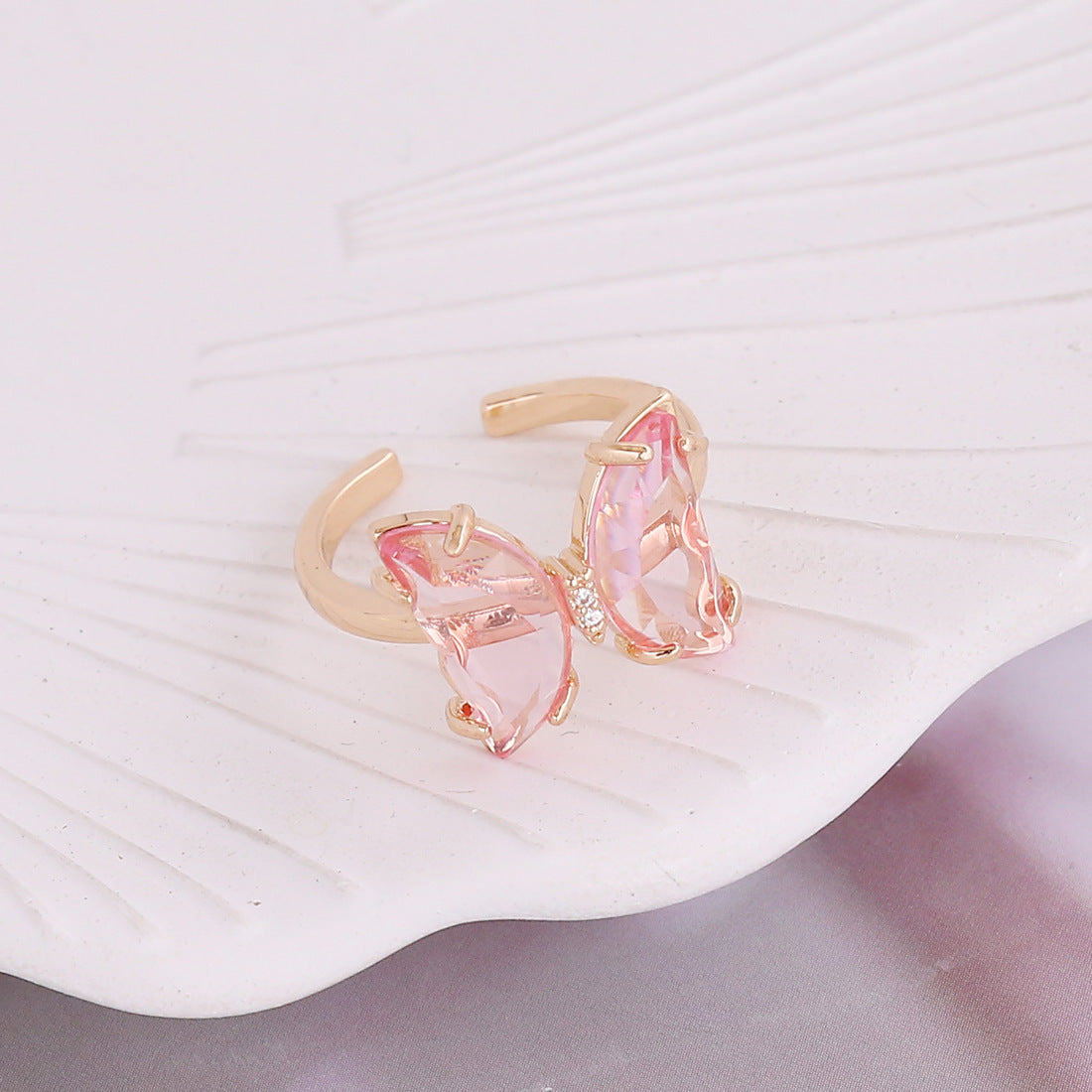 Butterfly Ring Electroplated Copper Elegant Butterfly Shaped Ring Fashion Jewelry Delicate Design Trendy Ring One Size