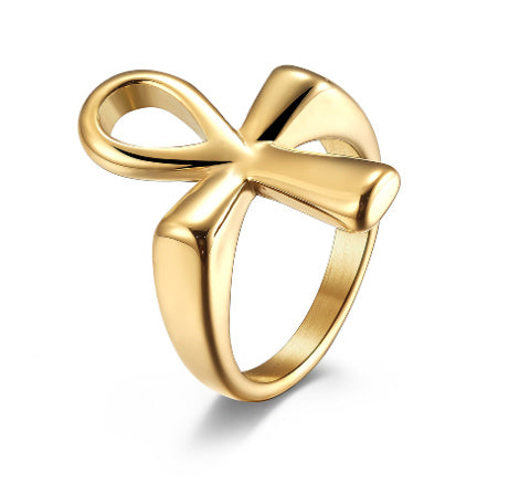 Stainless Steel Hollow Cross Ring Europe And America Fashion Jewelry Religious Band Ring Gift For Any Occasion