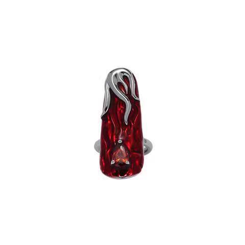 Womens Flame Red Liquid Metal Ring Unique Alloy Fashion Jewelry Modern Abstract Statement Accessory For Modern