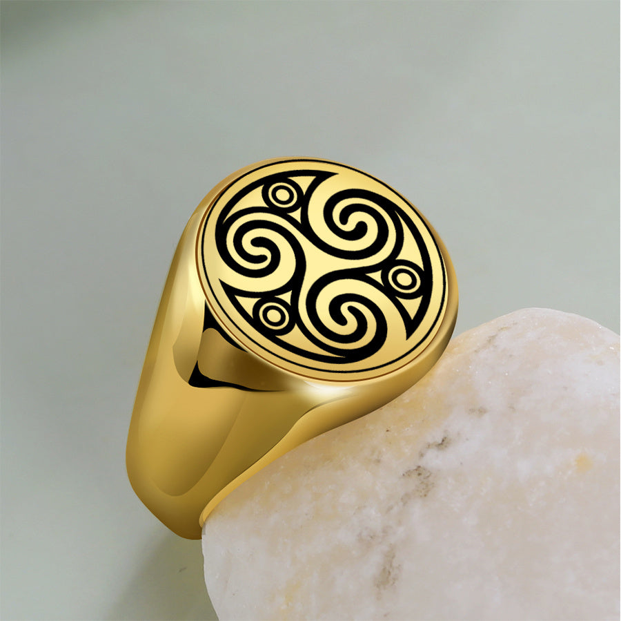 Mens Stainless Steel Ring Symbol Pattern Electroplated Durable Fashion Jewelry For Everyday Wear Everyday Shine