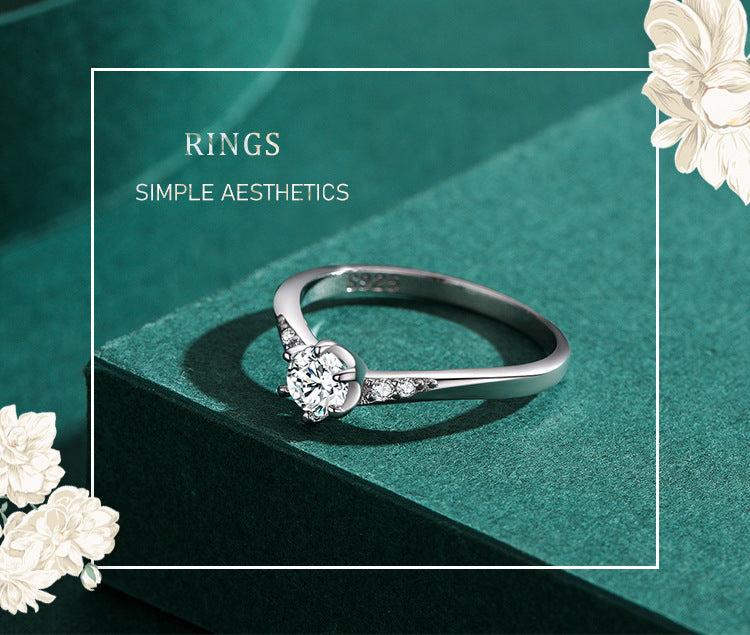 Women Ring 925 Sterling Silver Gold Plated With Artificial Gemstone Diamond Inlay For Anniversary Gift For Her