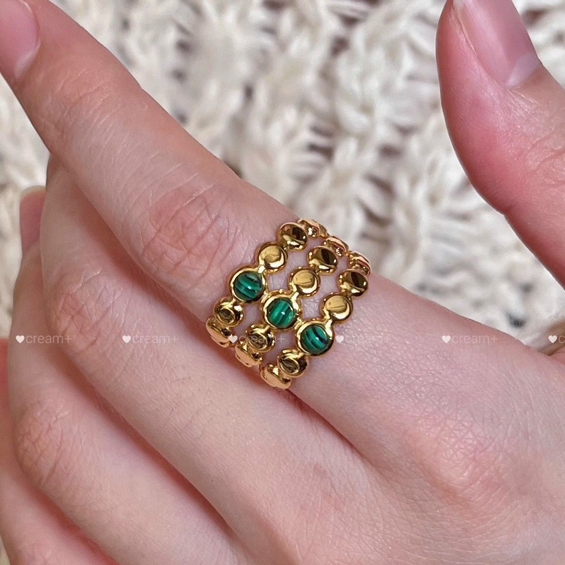 Gold Plated Alloy Ring For Women Bead Hollow Oval Style Inspired By Japanese And Korean Trends Accessory For Her