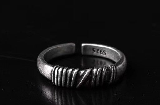 Unisex Adjustable Ring Retro Geometric Winding Design 925 Sterling Silver Copper Base Metal Vintage Style Chic