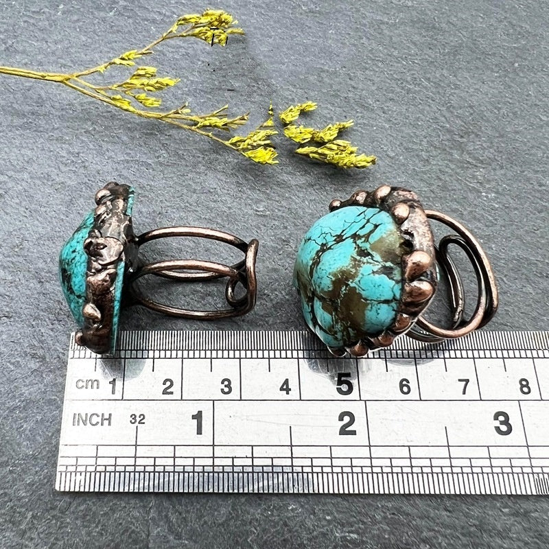 Unisex Turquoise Crystal Ring With Amorphous Geometry Electroplated Irregular Asymmetric European Style Elegant